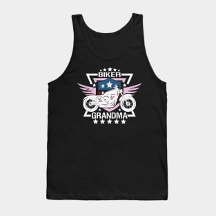 Biker Grandma Pink Wings Motorcycle Flag Shield Tank Top